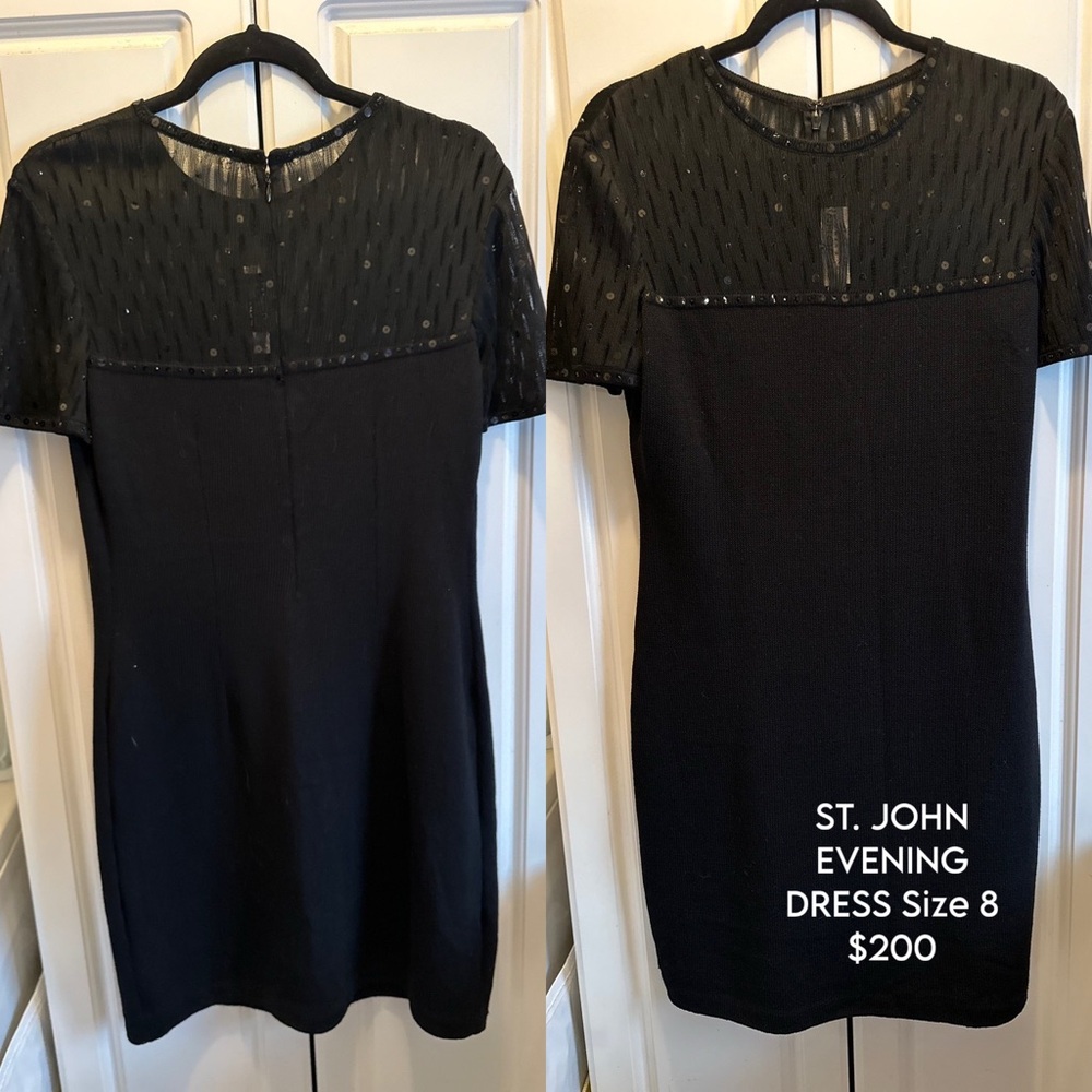 St. John Black Mini Dress with Sheer Accents